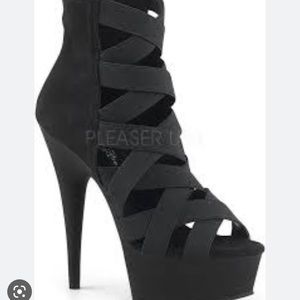 Pleaser black elastic band-faux suede black matte